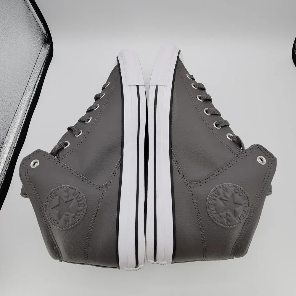 Chuck‎ Taylor All Star High Street Faux-Leather Shoes Mens 13 Sharkskin Gray NEW